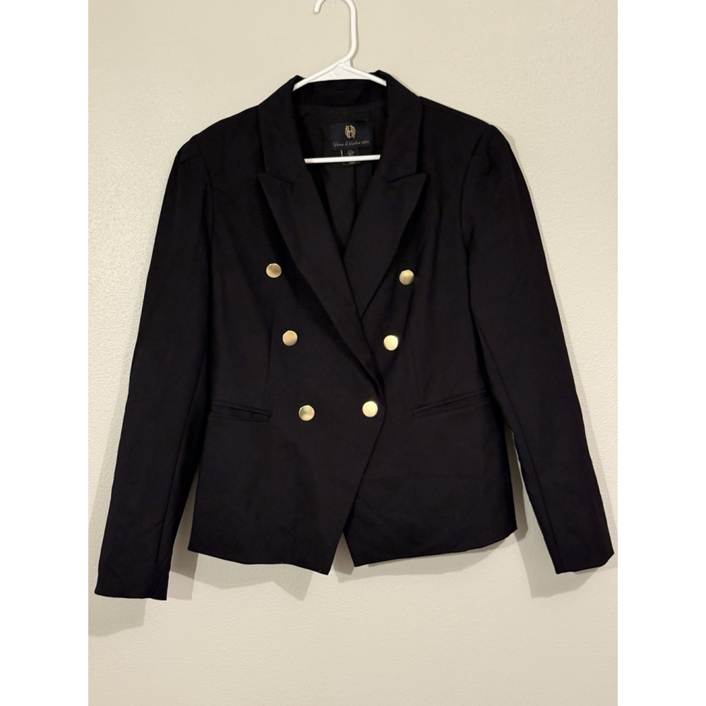 House of Harlow 1960 Black Gold Button Blazer Large
